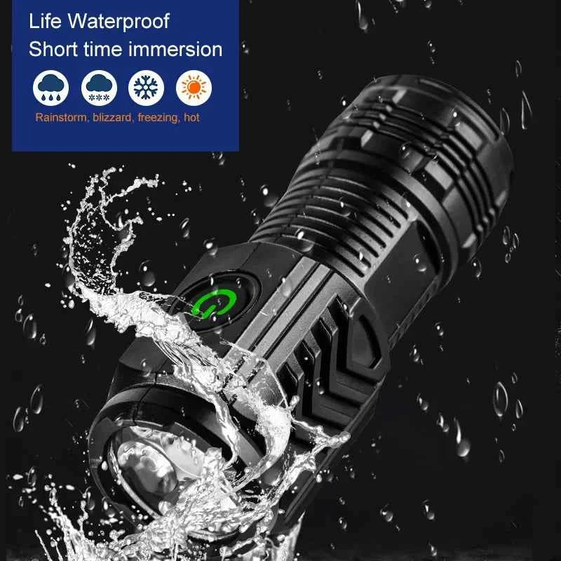 Three-eyed monster LED flashlight, a must-have for night travel, portable, high brightness, strobe lighting