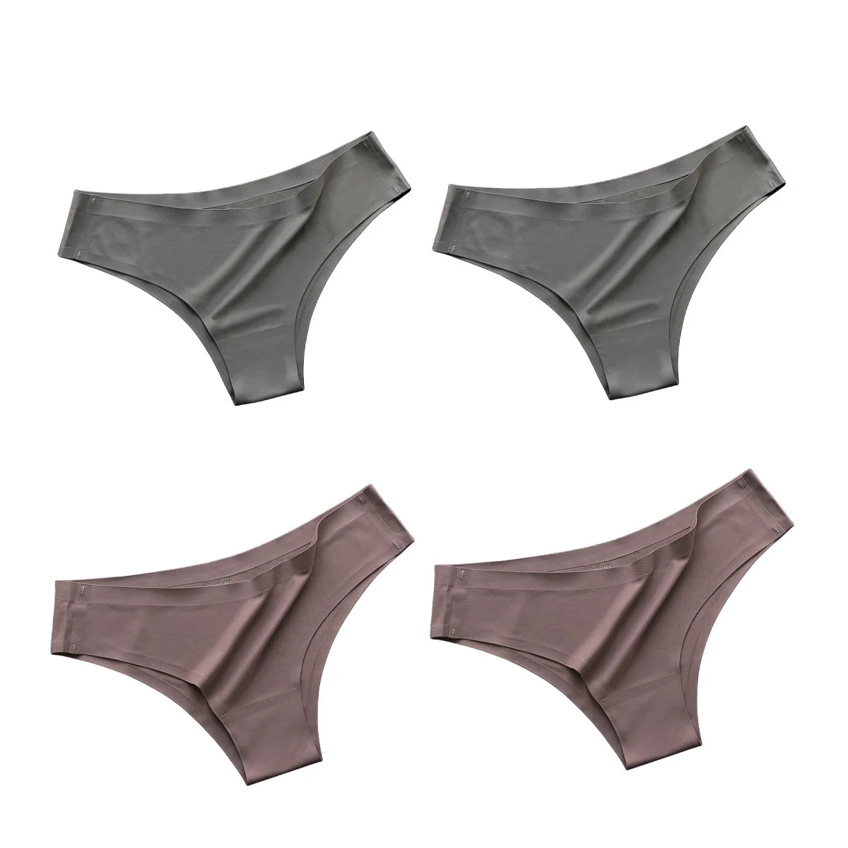 4PCS/Set Seamless Brazilian Panties Women's Sexy Lingerie Cool Ice Silk Low Waist Briefs Soft Solid Ultra-thin Bikini Underwear