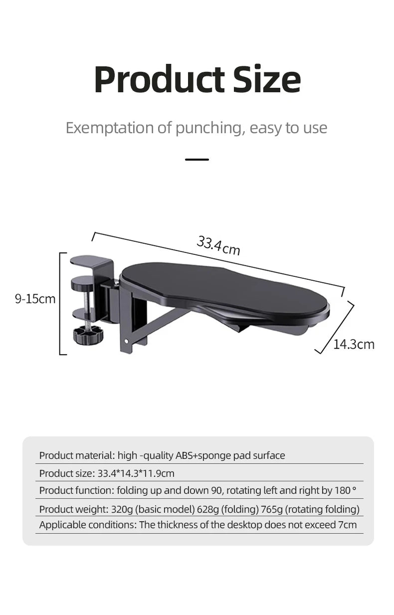 Computer Arm Rest For Desk Adjustable Ergonomic Wrist Rest Support For Keyboard Armrest Extender Rotating Mouse Pad Holder