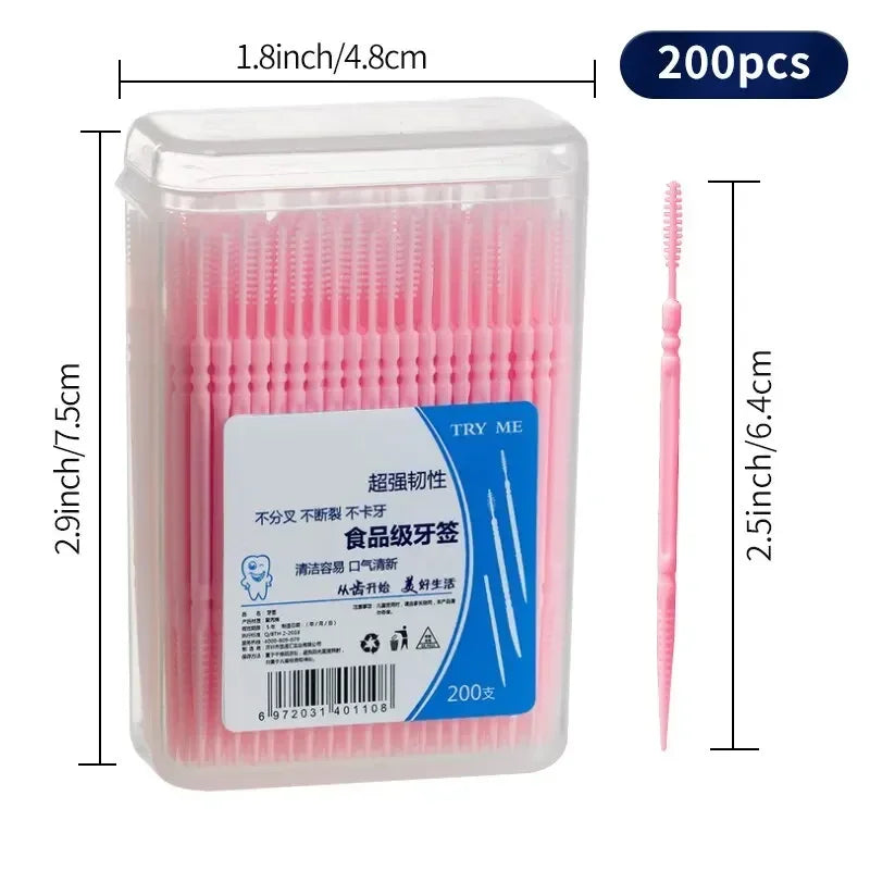 Portable Ultra Fine Toothpick Disposable Family Box Packed Pick Double Head High End Personality Creative Fruit Stick 200 Pieces
