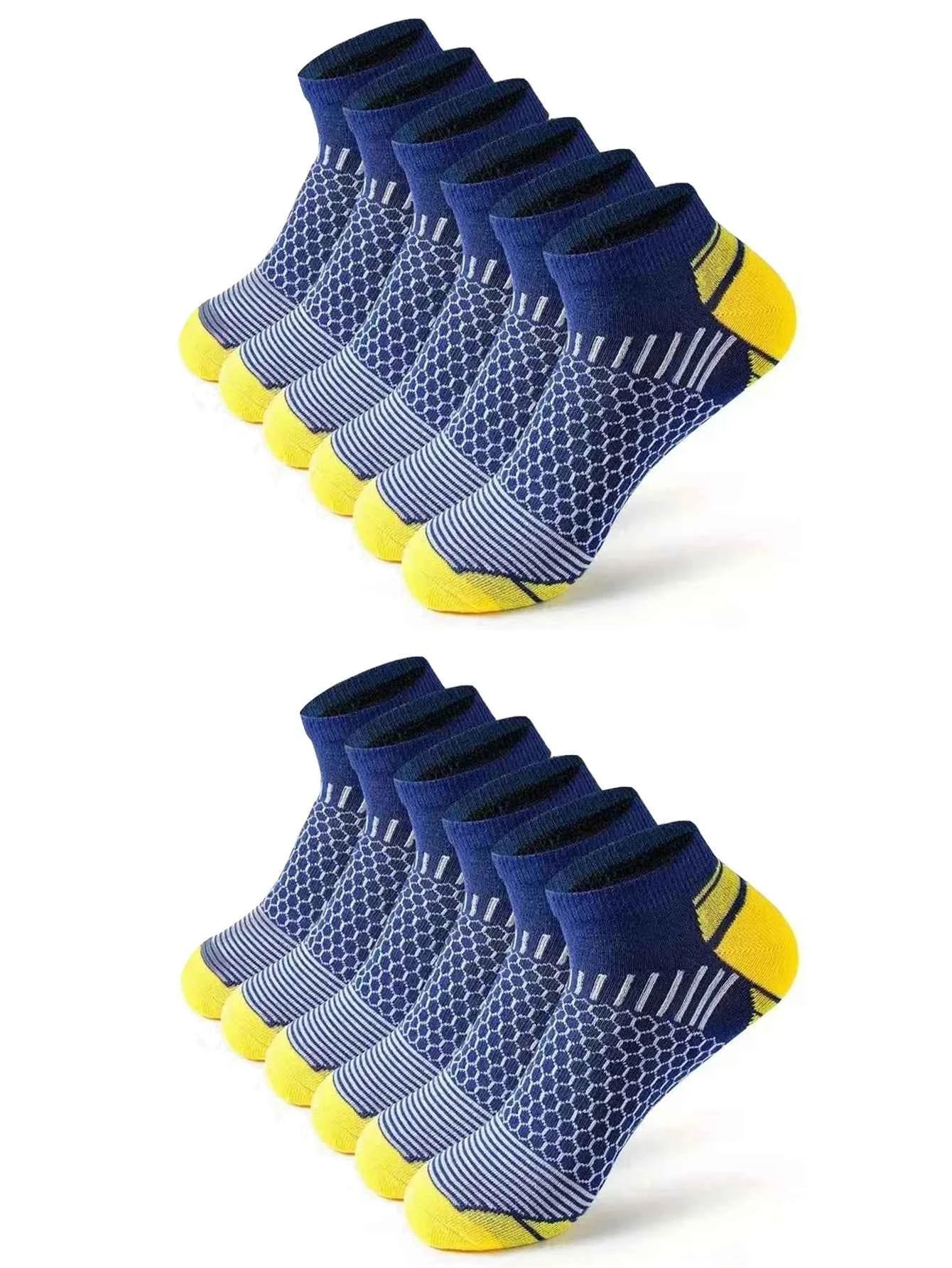12Pairs High Qualit Athletic Socks Men's Ankle Socks Running Cyclling Waist Honeycomb Design And Firm Sports Leisure Socks Gifts