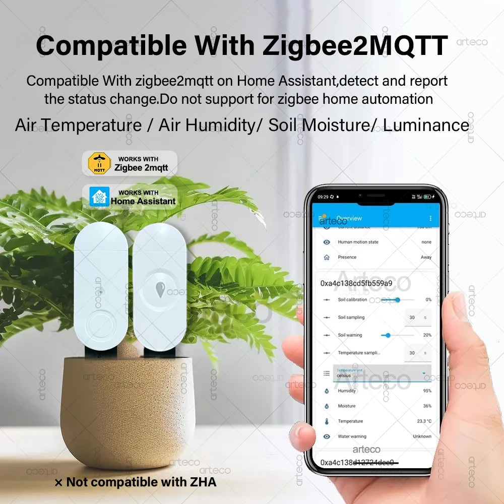 Zigbee Soil Moisture Sensor Temperature Humidity Luminance Detection Smart Soil Tester Moisture Sensor For Tuya APP Zigbee2MQTT