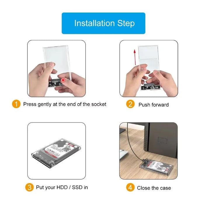 USB 3.0 HDD Enclosure 2.5" SATA HDD SSD External Hard Drive Case 5Gbps High Speed External Hard Drive Disk Box for PC Laptop