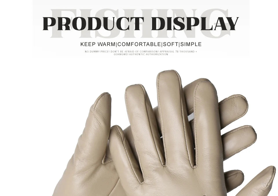 Women's sheepskin gloves winter warm plus velvet short thin touch screen driving color women's leather gloves good quality -2226