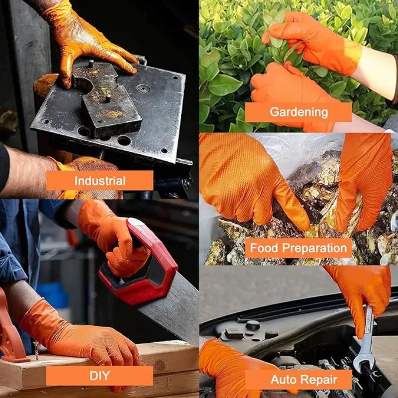 8mil Nitrile Gloves Thick 30/50PCS Industrial Disposable Gloves with Diamond Textured Latex Free Heavy Duty Mechanic Auto Gloves - Shoppiline