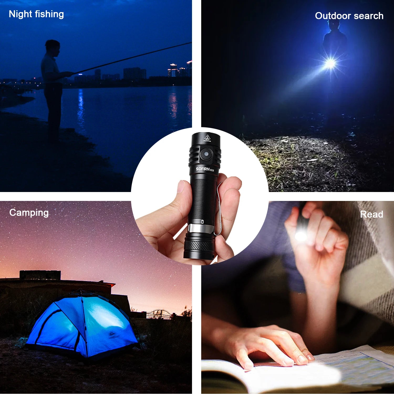 Sofirn SC18 1800lm EDC Flashlight USB C Rechargeable SST40 LED 18650 Torch TIR Optics Lens Lantern with Power Indicator - Shoppiline