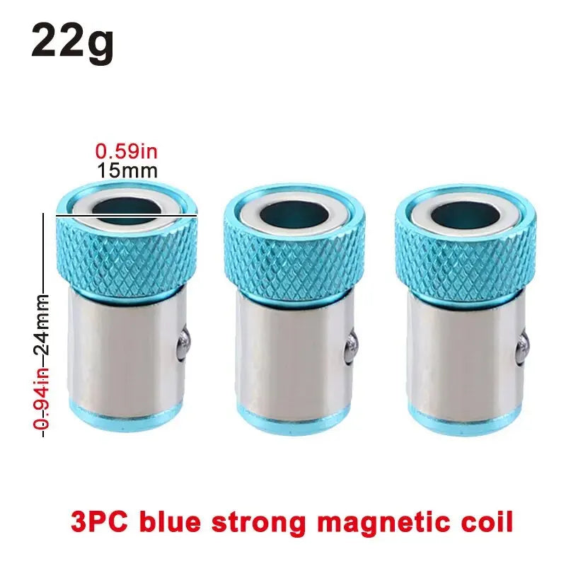 3PC Universal 1/4 Batch Head Colored Magnetic Coil Metal Screwdriver Head Positioning Magnetizer Electric Tool Accessory Set