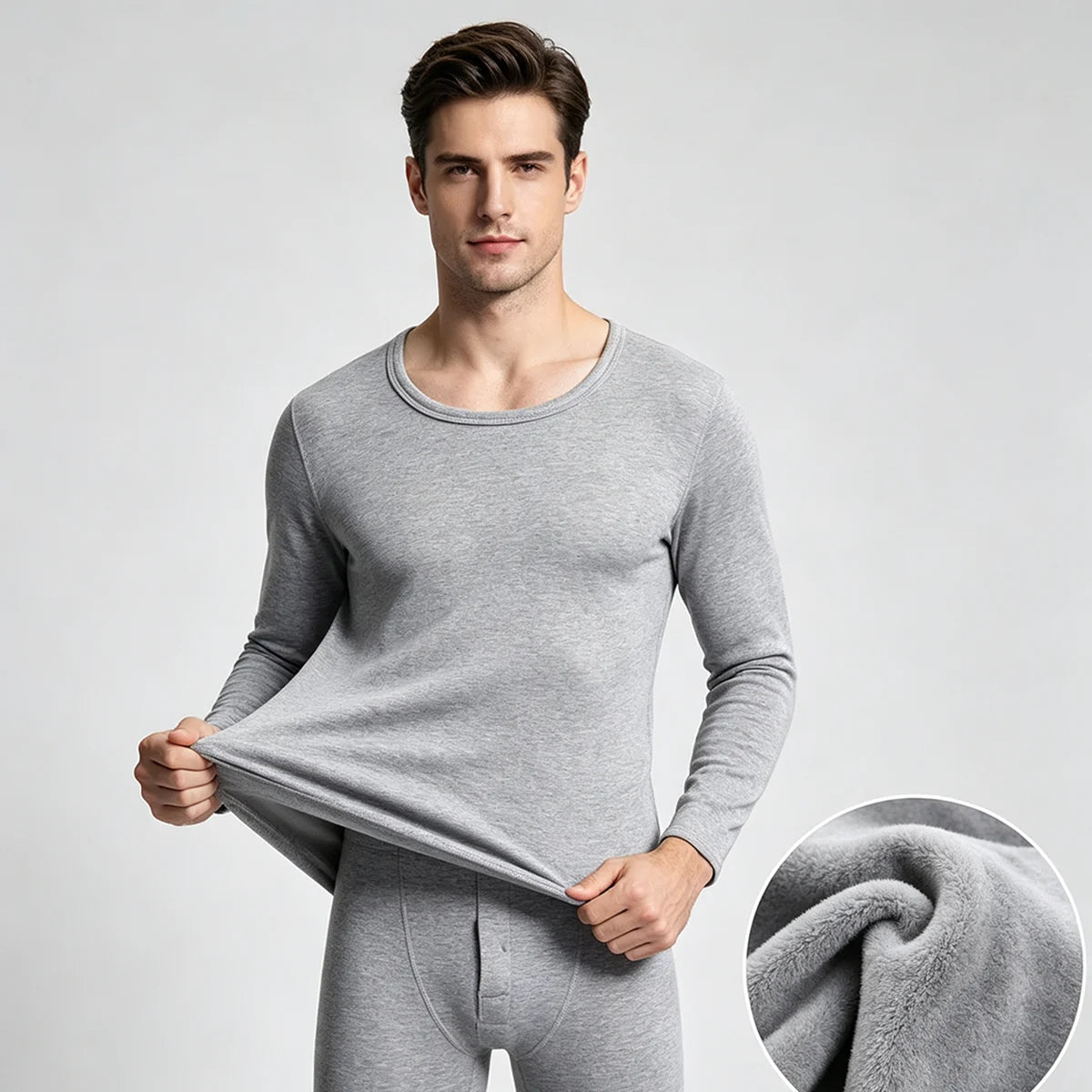 1Pcs Men Thickening Velvet Warm Tops Men's Winter Long-sleeved Thermal Underwer Male Round Neck Fashion T-shirt M-5XL