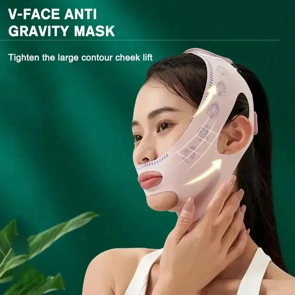 1 masque liftant réglable en V, bandage de remodelage du visage respirant et confortable réutilisable pour la réduction du double menton, le raffermissement, cadeau