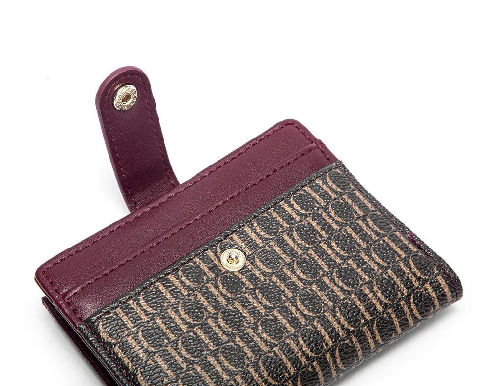 Luxury Brand Classic Retro Square Design Card Case Fashion Button Classic Folding Money Clip Compact Lightweight Luxury Women