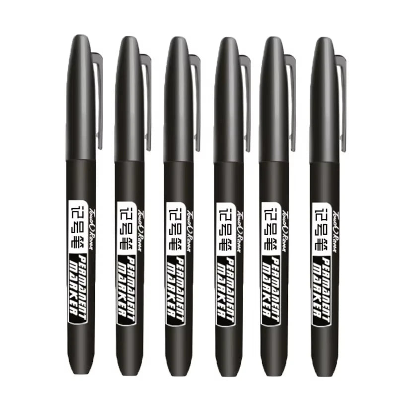 6 Marqueurs permanents pour le dessin Manga Noir Bleu Rouge Encre imperméable Stylos de croquis Fournitures scolaires d'art de papeterie