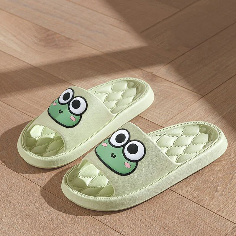 Sommer-Strand-Slides, Badelatschen, rutschfest, Hausschuhe, Anti-Rutsch-Heim-Flip-Flops, Cartoon-Frosch-weiche Sandalen