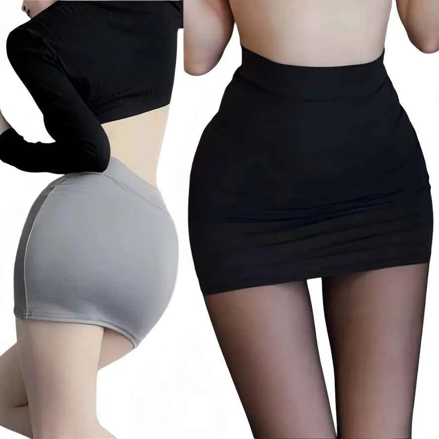 2026New High Waist thin Pencil silk Mini Skirts Night Club wear Wrap hips Sexy Casual Black White Short Skirt for Women summer