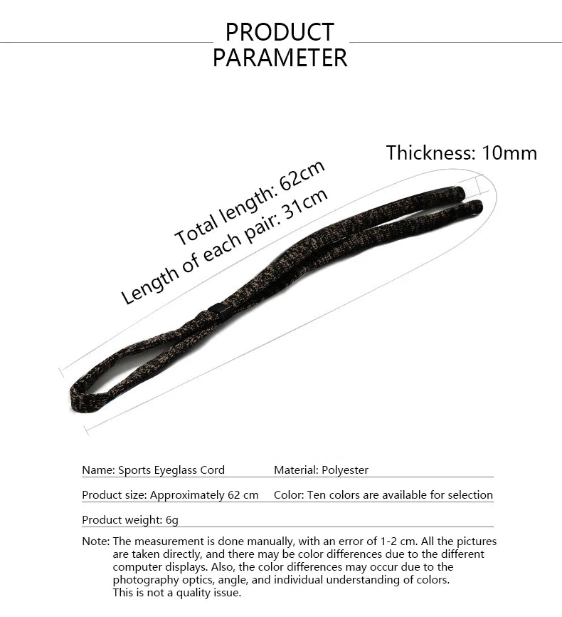 Soft Knit Adjustable Eyeglass Strap Anti Slip Sunglasses Neck Lanyard Retainer Cord For Sports Outdoor Reading Glasses Men Women
