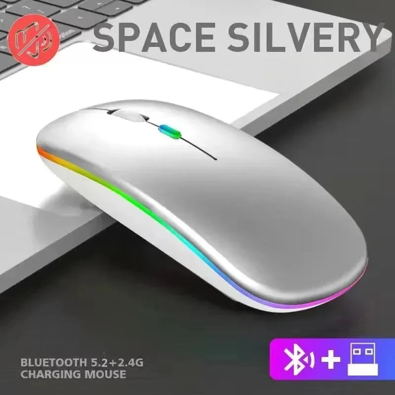 Kabellose Maus Wiederaufladbar Silent LED Hintergrundbeleuchtung Mäuse PC Laptop Computer Maus 2.4Ghz Empfänger Bluetooth Dual Modus Optische Mäuse