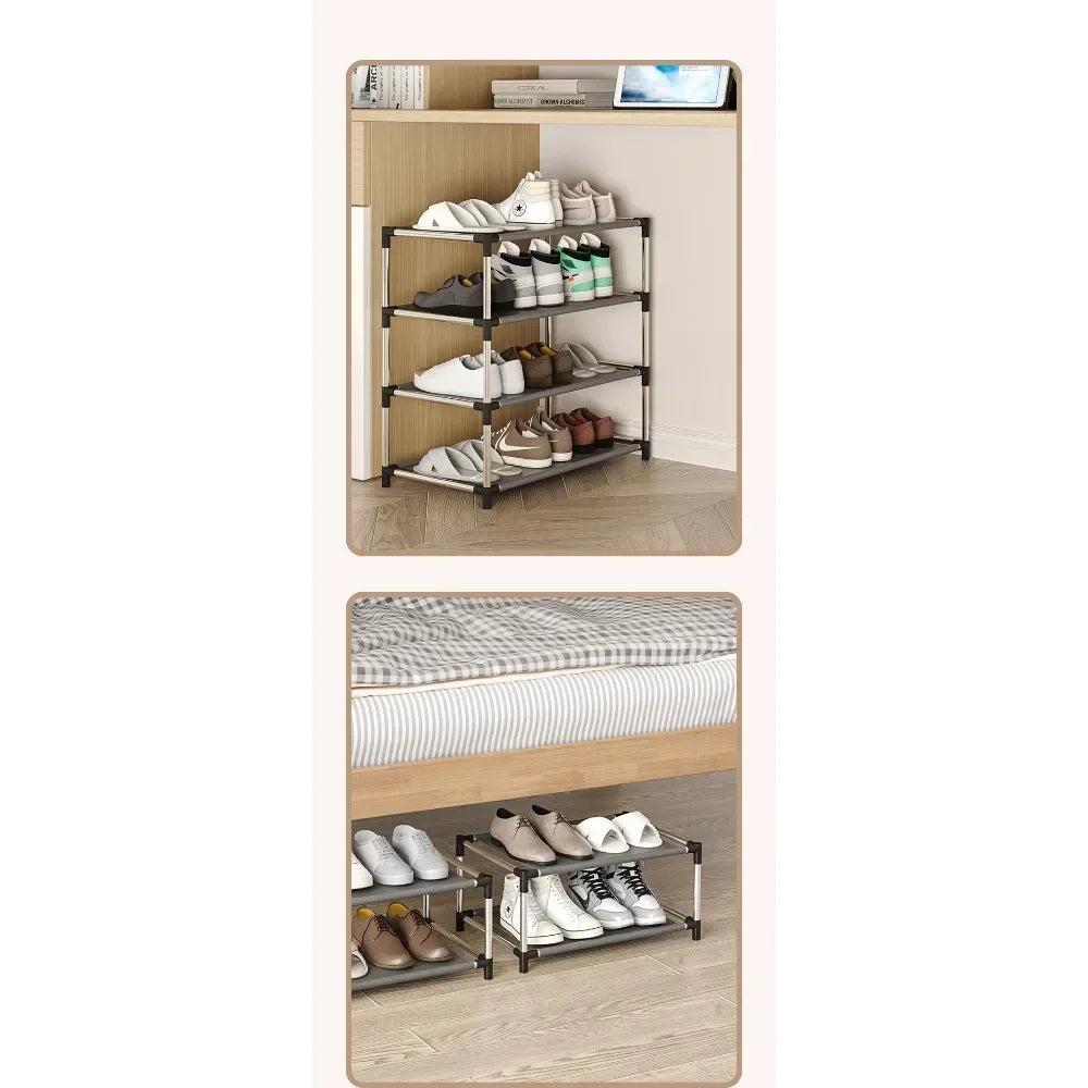 Stylisches Schuhregal Metall Einfaches Schuhregal Schuh-Organizer Ständer Halter Platzsparendes schwarzes Schuhregal für Wohnzimmer