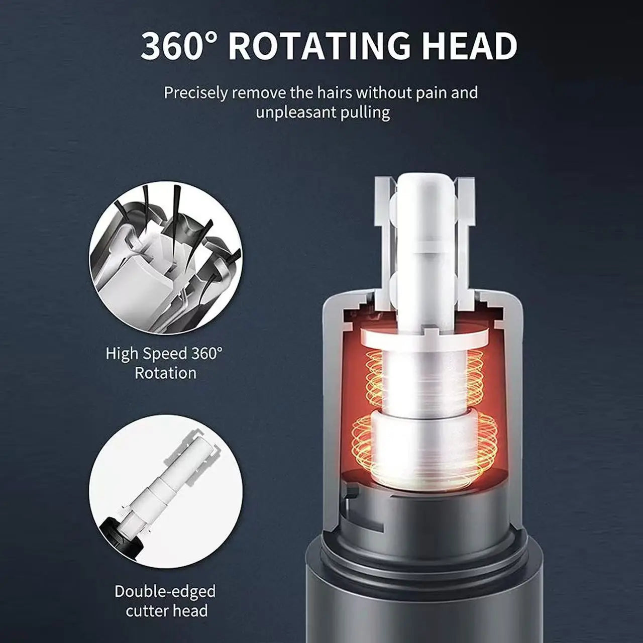 Three-in-One Electric Nose Hair Trimmer Aluminum Body USB Rechargeable Eyebrow Razor Portable Hair Remover for Cross-Border Use