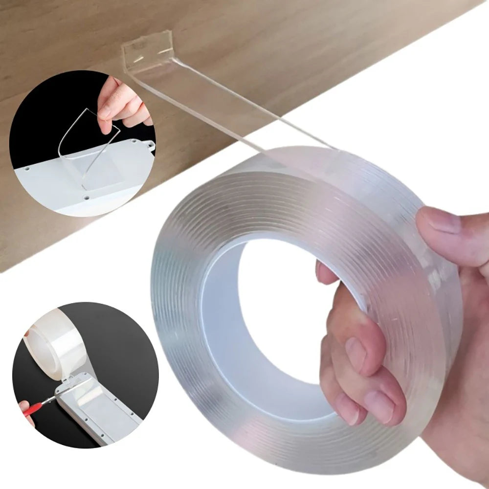 1/3/5m Nano Tape Double-Sided Adhesive Tape Waterproof Transparent Reusable Mounting Tape Heat Resistance Professional Home Tape