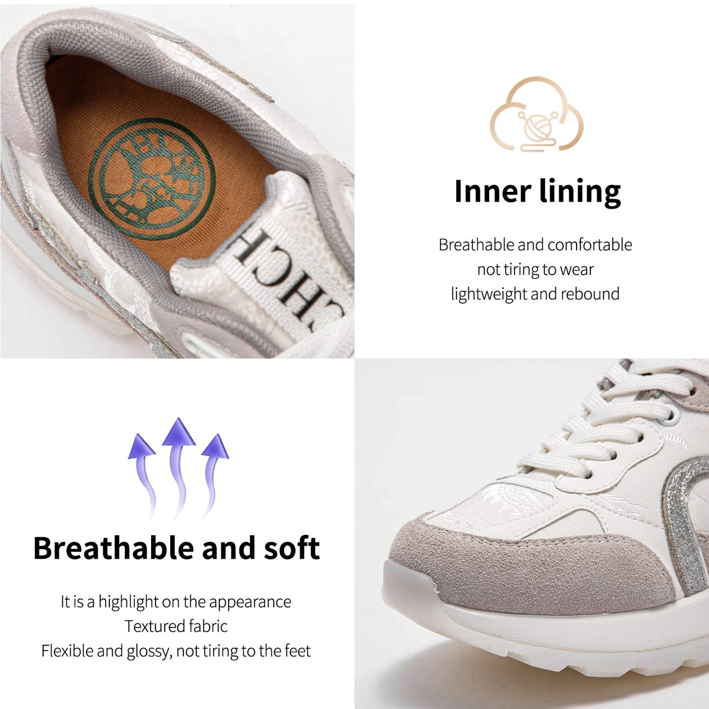 CHCH Women Tennis Shoes New Leather Splicing Student Sports Shoes