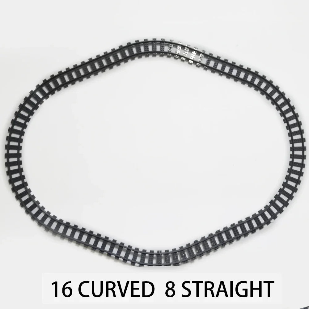 Straight Train Tracks Curved Accessories Car Blocks Building Sets DIY 10-100 Pcs Kids Toys MOC Bricks City Switch Rail Crossing
