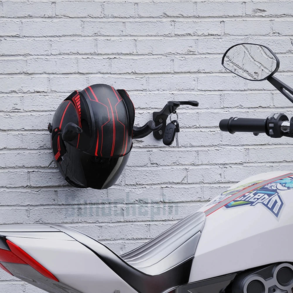 Motorcycle Helmet Hook Racks Kitchen Cabinet Shelf Wall Mount Hook Multipurpose Display Hanger Stand Wall-Mounted Storage Holder