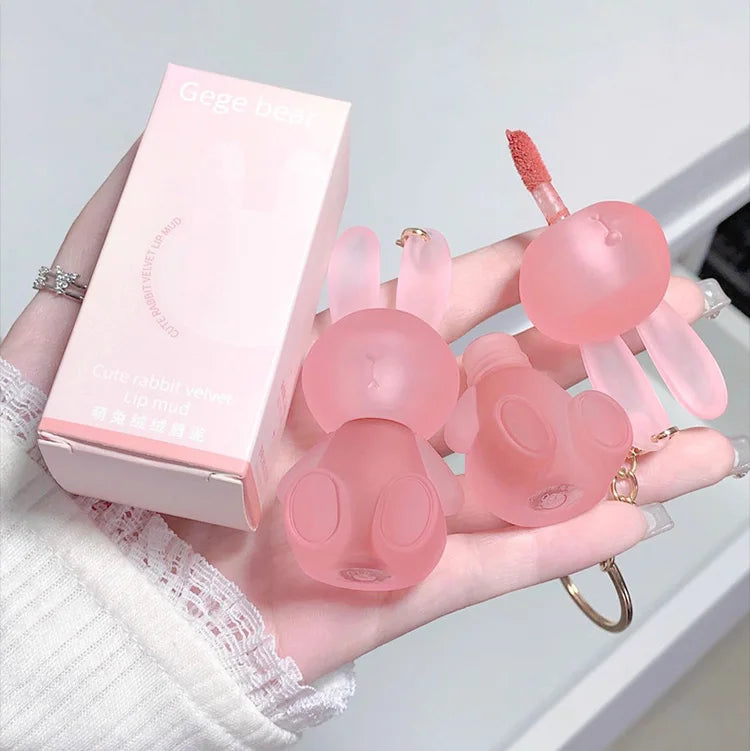 Gege Bear Rabbit Lip Glaze, Matte Velvet Lip Clay Long-lasting Color Non-drying Lipstick