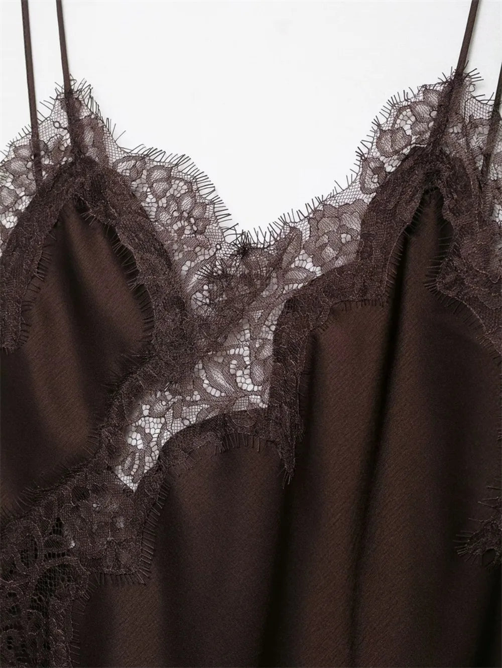 Elegant Asymmetrical Lace Lace Patchwork Top Sleeveless Backless Camisole Tops V Neck Sexy Lace Women tank top Summer Wear