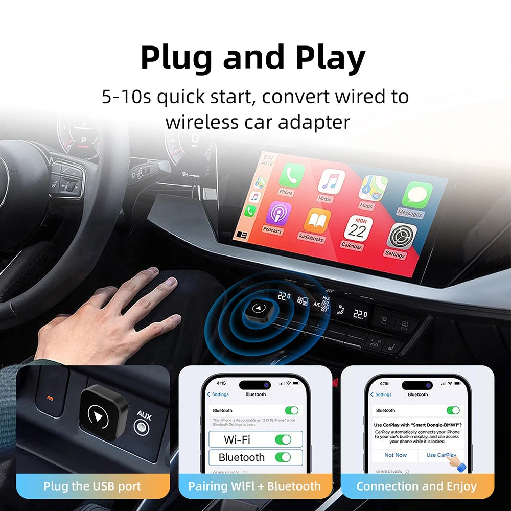 2in1 Wireless CarPlay Dongle Wireless Android Auto Adapter AI Smart Box Car Intelligent Systems For Car With Wired CarPlay - Shoppiline