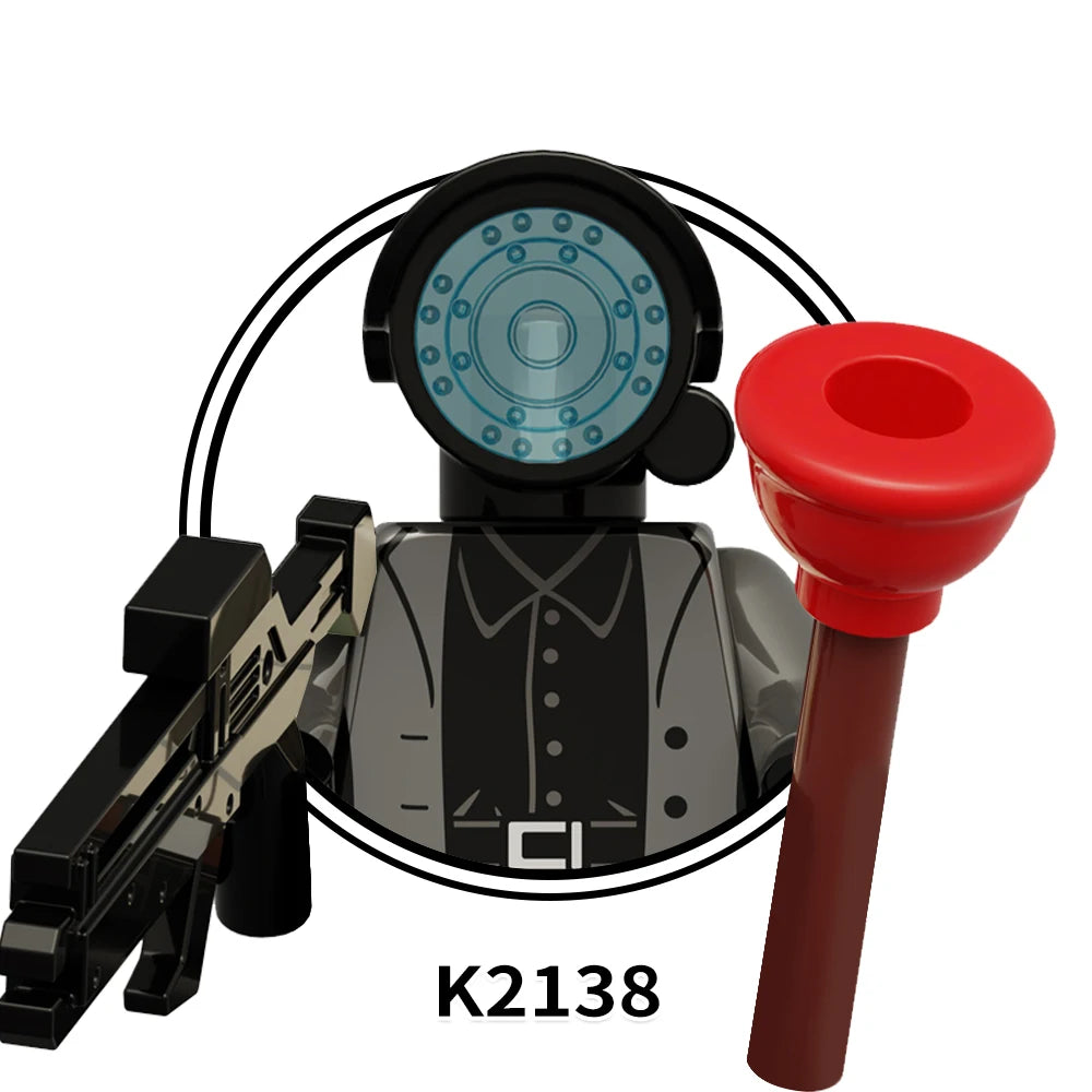 MOOXI Actionfiguren Teile Set MOC Steine Skibidi Toilet Man DIY Baustein Lernspielzeug für Kinder Figuren Geburtstagsgeschenk