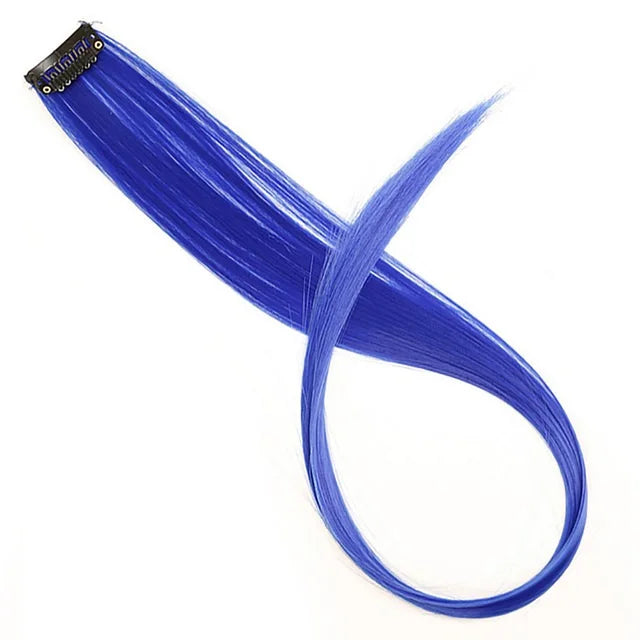 22Inch Synthetic Long Straight Clip In Hair Extensions High Temperature Hairpieces Rainbow Colors Hair Accessories for Women