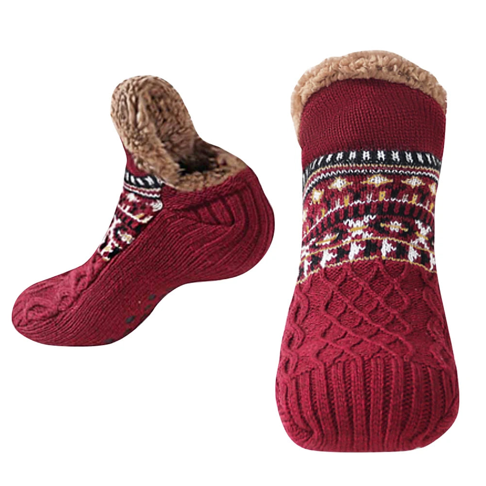 Herren Damen Winter Indoor Hausschuhe Socken Rutschfeste Dicke Thermosocken Warme Thermosocken Weich für Weihnachten