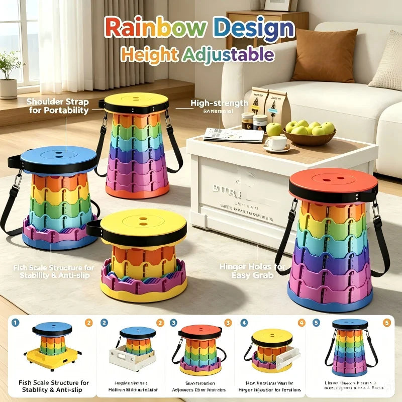 Heavy‑Duty Foldable Retractable Stool Lightweight Compact Aluminum Portable Camping Fishing Seat with Carry Storage Bag