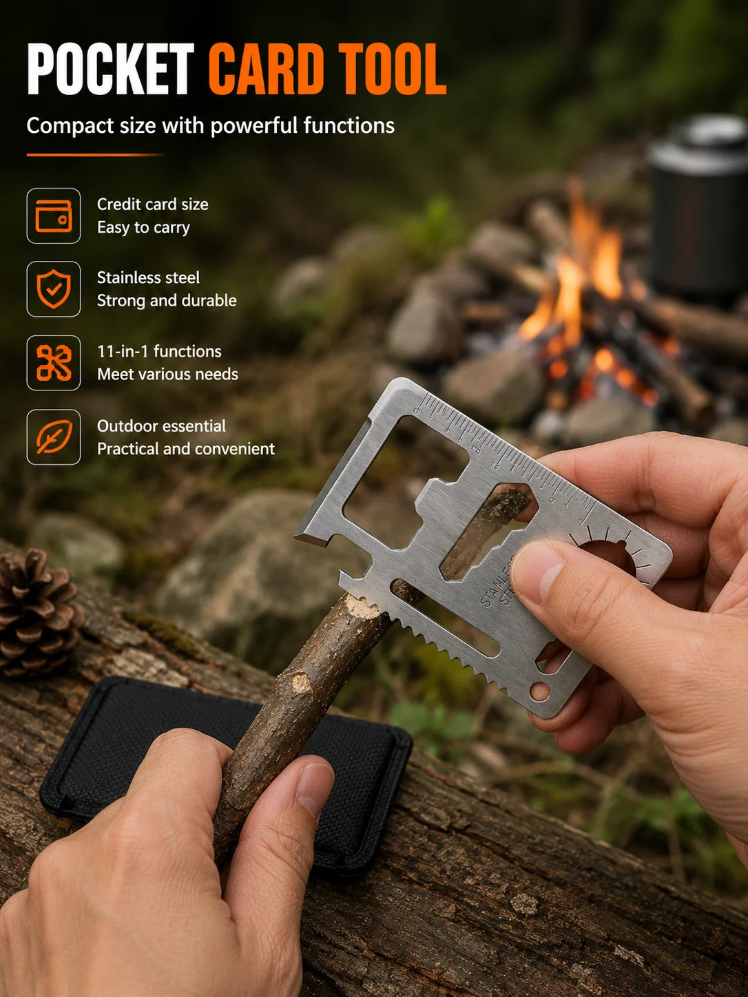 2PCS Outdoor Multi Tool Set, Folding Pliers and Pocket Card Tool for Camping Repair, Portable Emergency Hand Tools