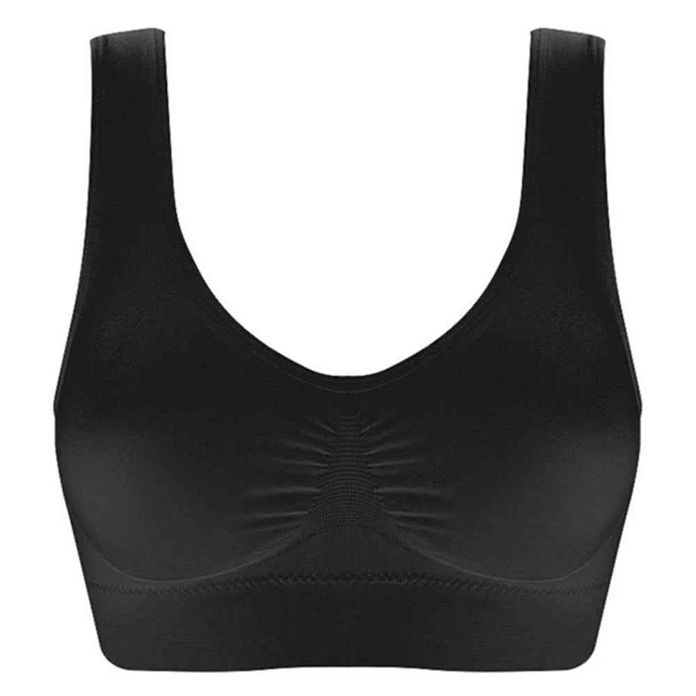 Women Seamless Bras Camisole Underwear Crop Top XXL 3XL Black Pure Color Sports Gym Running Fitness Yoga