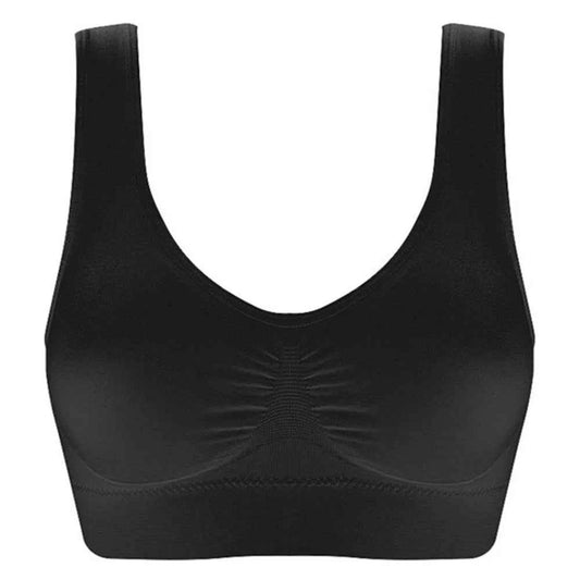 Women Seamless Bras Camisole Underwear Crop Top XXL 3XL Black Pure Color Sports Gym Running Fitness Yoga