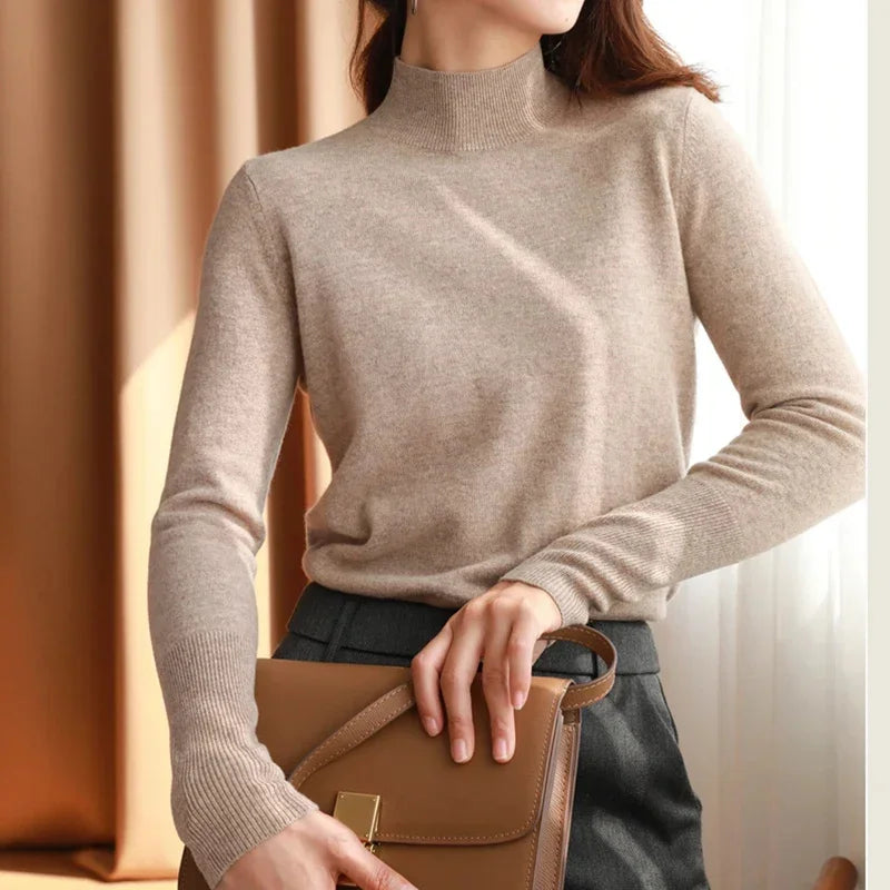 Pull-overs chic Automne-Hiver pour femmes, en tricot, col roulé, manches longues, coupe ajustée, doux et chaud, Pull Femme Top