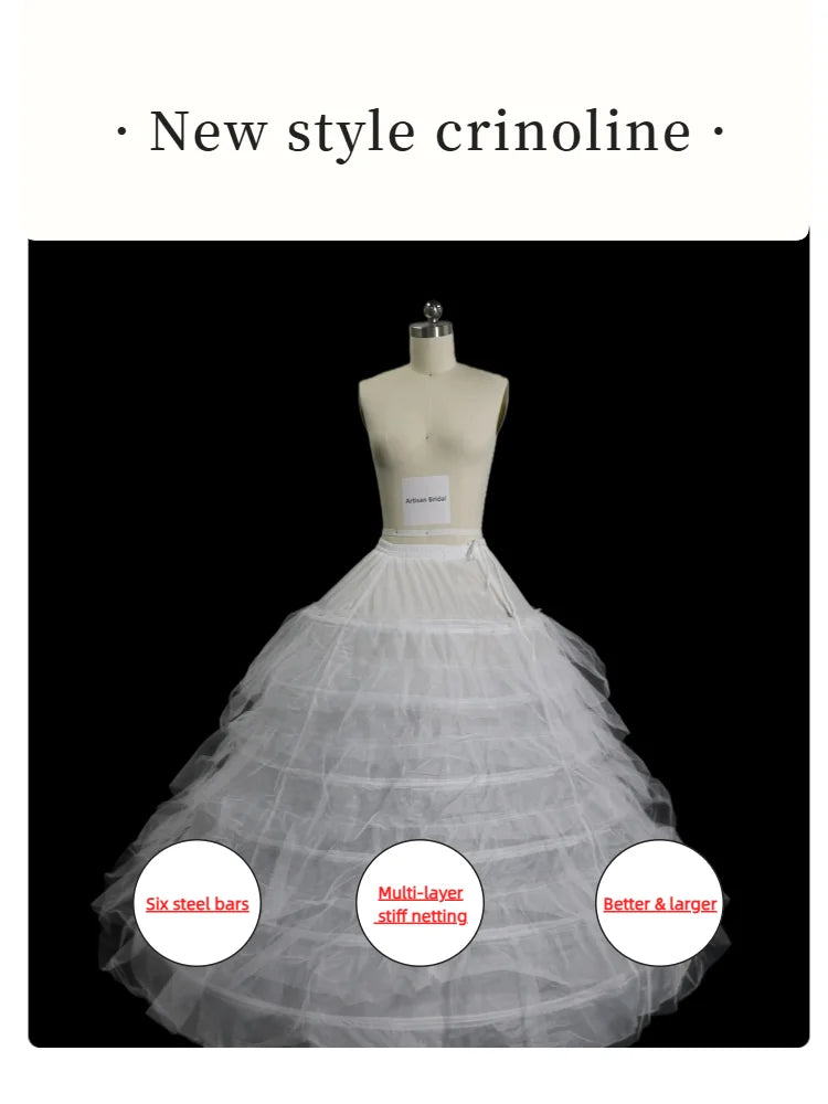 New Hot Sell 4 Hoops Big White Petticoat Super Fluffy Crinoline Slip Underskirt For Wedding Dress Bridal Gown In Stock