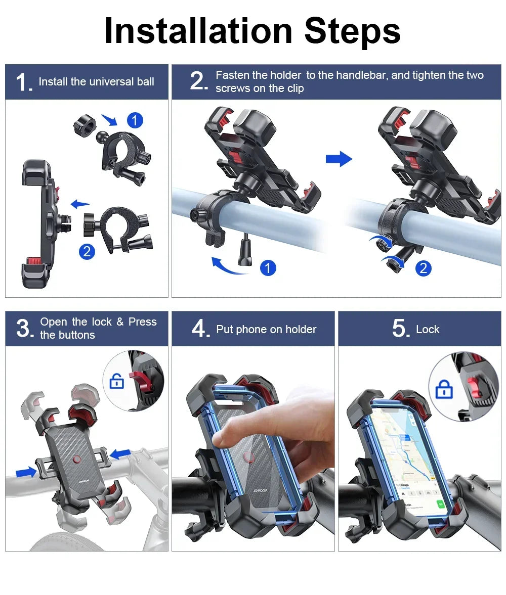 360°Rotation Motorcycle Phone Holder Universal Stand Bicycle Cell Phone Mount for 4.7-7 inch Smartphone Stand Shockproof Bracket - Shoppiline