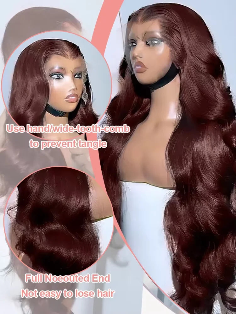 Chocolate Brown Body Wave 13x4 HD Lace Front Human Hair Wigs Pre Plucked Peruvian Glueless Lace Frontal Closure Wigs For Women