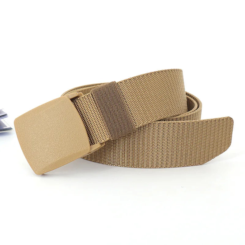 38mm Tactical Waist Belt Unisex Lightweight Weave Fabric with Plastic Buckle for Airport Security Men Women Camouflage Style