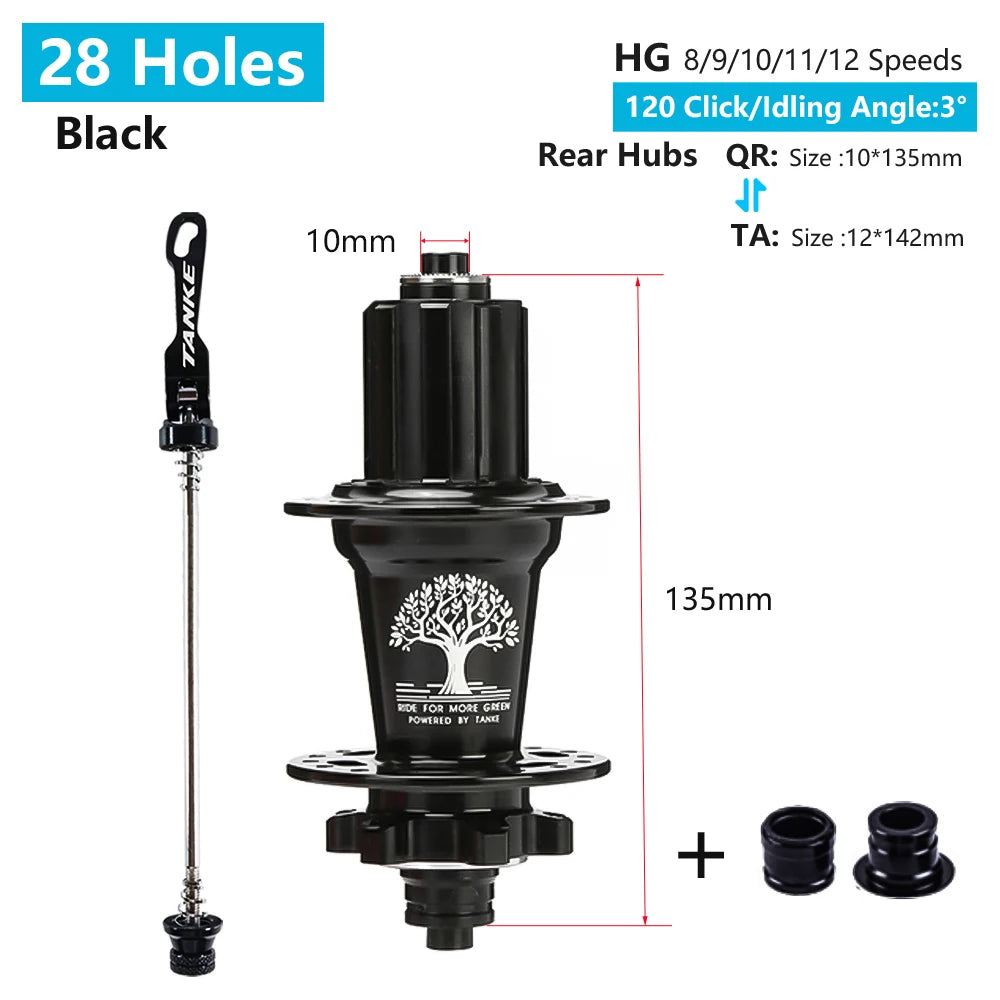 TANKE MTB 120 Click Hub 6 Bearing Bike Front Rear 28 32 36 Holes Disc Brake QR Bicycle mass thunder Noisy Cube 6 Pawl Hubs TH390
