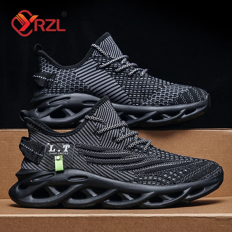 YRZL Men Sports Running Black Jogging Shoes Casual Sneakers Outdoor Breathable Mesh Women Light Shock-absorption Sneakers Men - Shoppiline