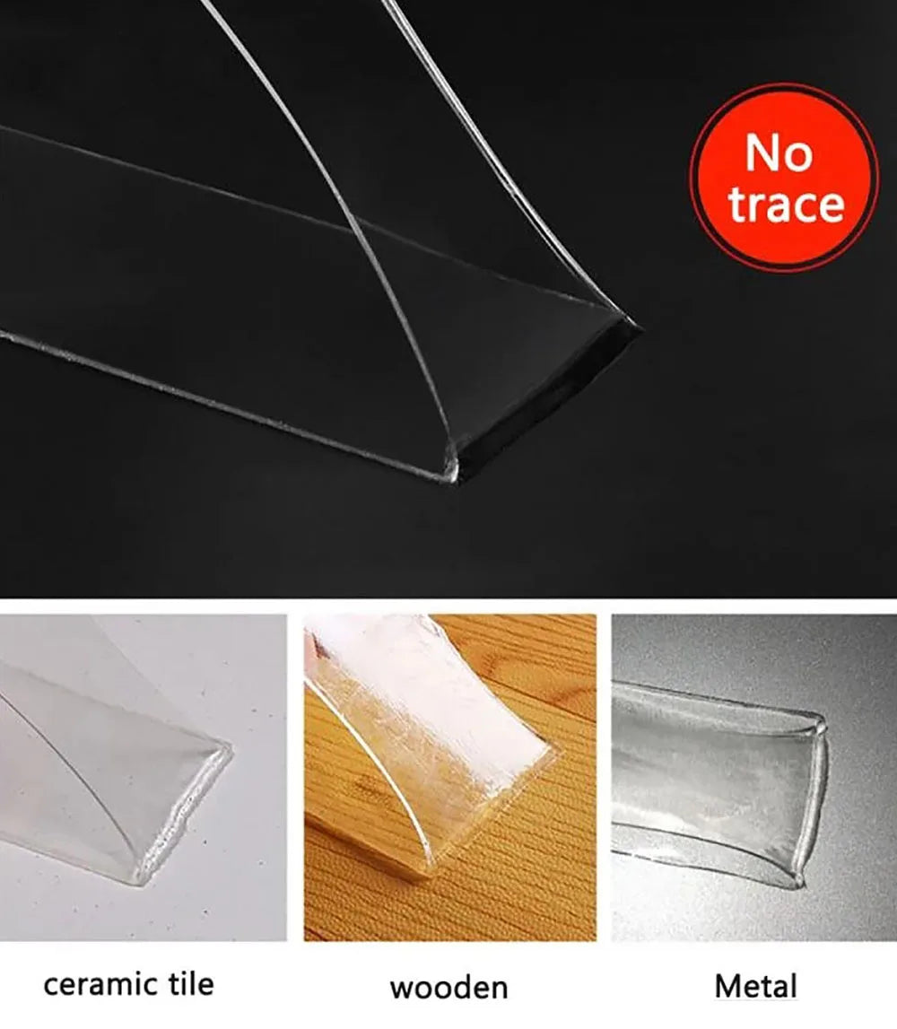 1/3/5m Ultra-Strong Double-Sided Adhesive Tape Versatile Reusable Waterproof Tracsless Tape Two-Sided Nano Tape Super Power Tape