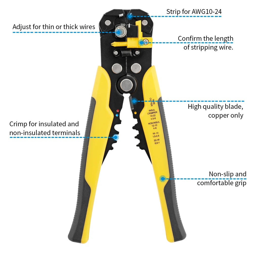 Crimper Cable Cutter Adjustable Automatic Wire Stripper Multifunctional Stripping Crimping Pliers Terminal Hand Tool - Shoppiline