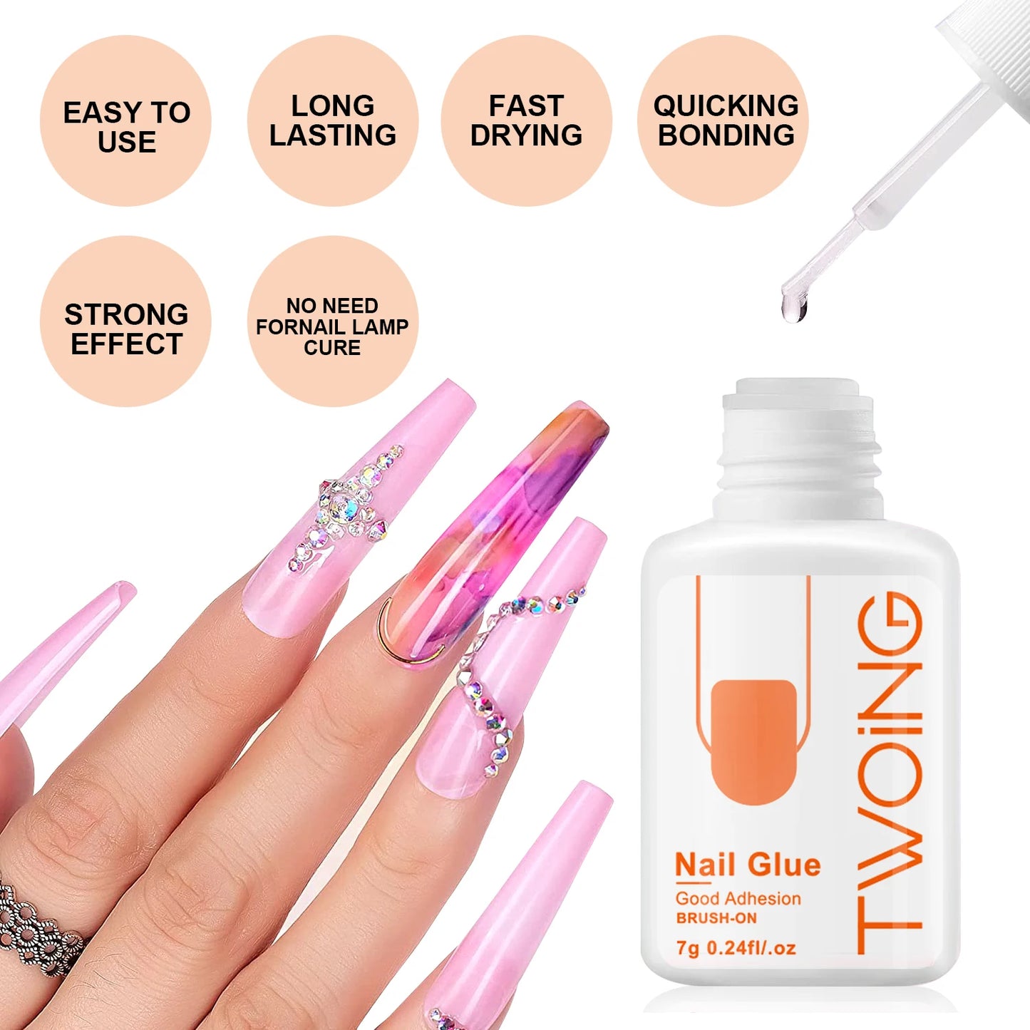 7g Super starker Nagelkleber für falsche Nagelspitzen, Acrylnägel, Press-On-Nägel, künstliche Nägel, Nagelkunstdekoration, dauerhafter Halt