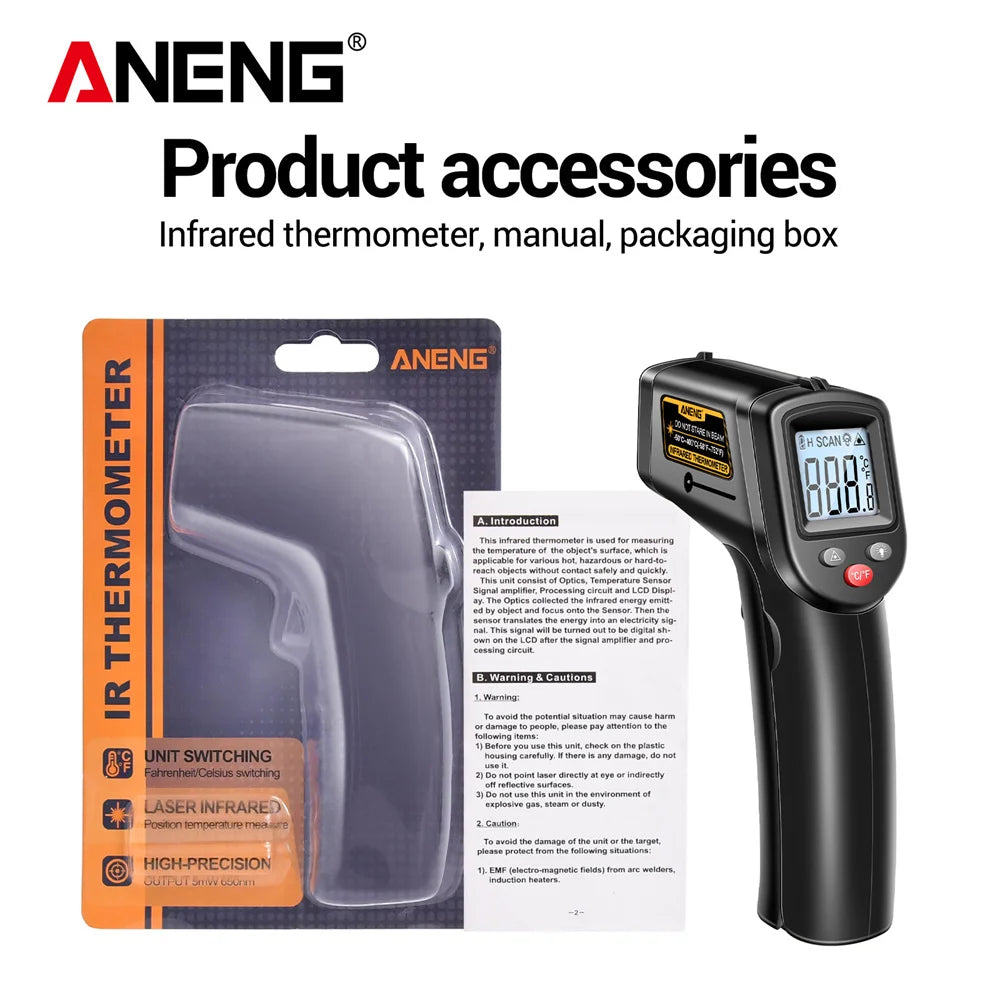 ANENG TH201 Thermometer Celsius Display Digital Infrared Thermometer Highly Sensitive Non-contact Temperature Measuring Gun Tool - Shoppiline