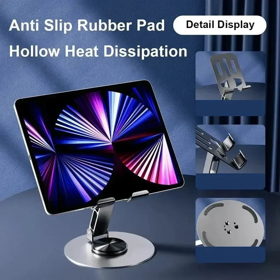 Adjustable Folding 720° Rotating Aluminum Alloy Tablet Holder Portable Stand for iPad Mobile Phone Desktop Live Mount