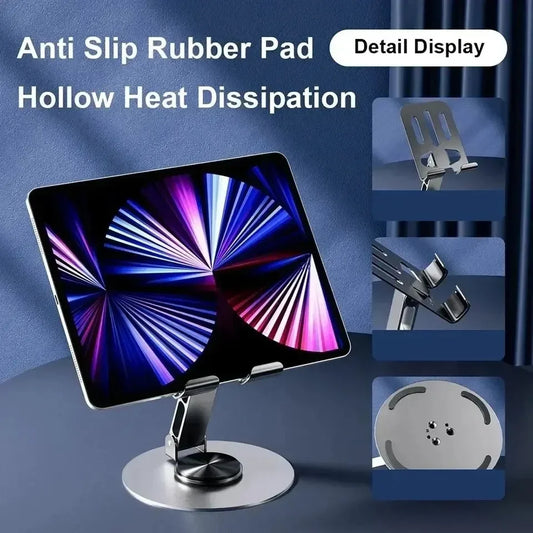 Adjustable Folding 720° Rotating Aluminum Alloy Tablet Holder Portable Stand for iPad Mobile Phone Desktop Live Mount