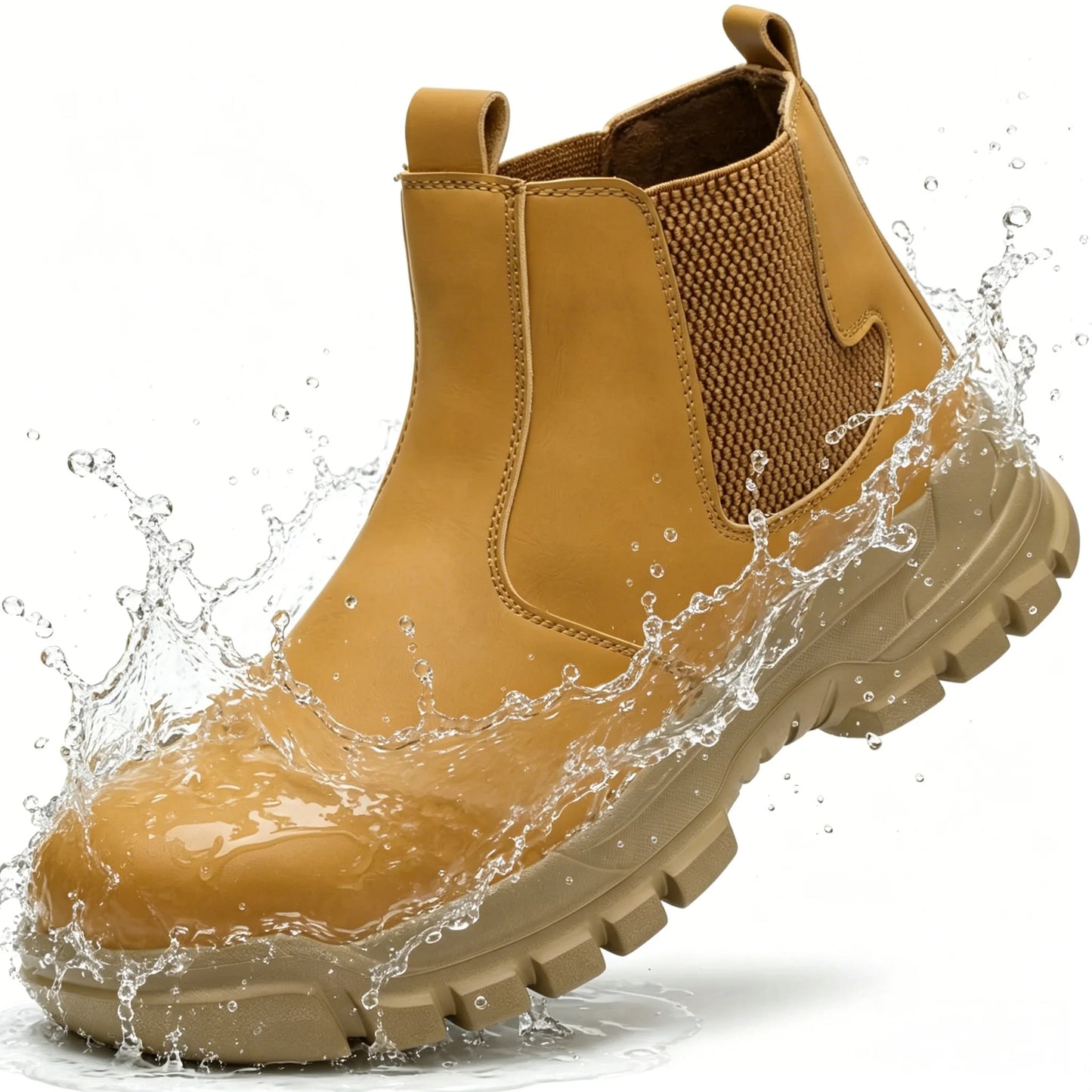 Men Steel Toe Safety Work Boots Anti-smash Puncture Proof Kevlar Midsole Waterproof Lightweight Industrial Shoes Rotary Buckle