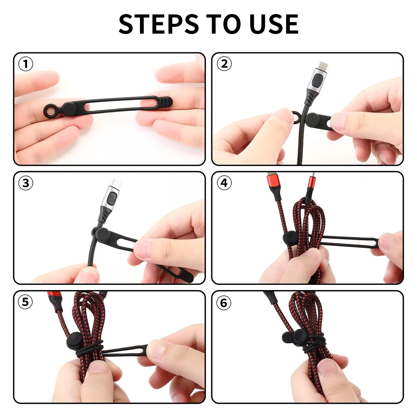 Silicone Cable Ties,Cord Organizer,Cable Straps,Reusable Cord Ties,Travel Cable Organizer ,Cute Elastic Tie, Wire Ties